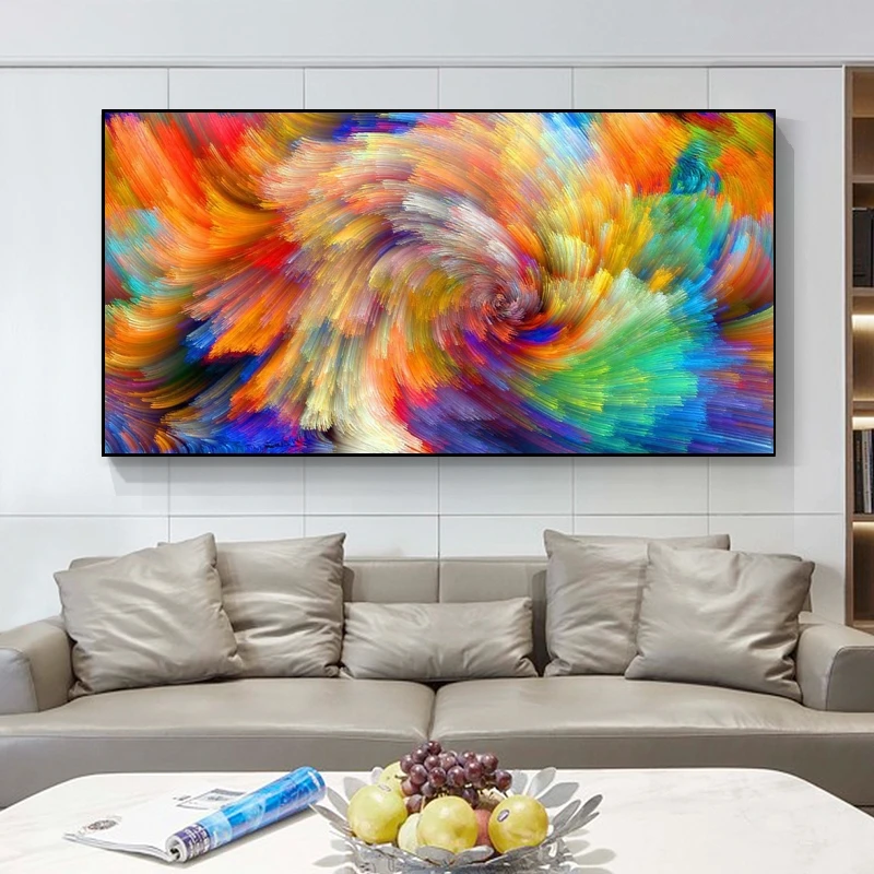 Abstract Wall Art Rainbow Color Splash Oil Paintings On Canvas Wall Posters And Print Cuadro Picture