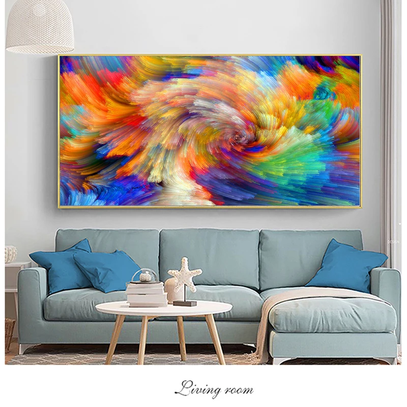 Abstract Wall Art Rainbow Color Splash Oil Paintings On Canvas Wall Posters And Print Cuadro Picture