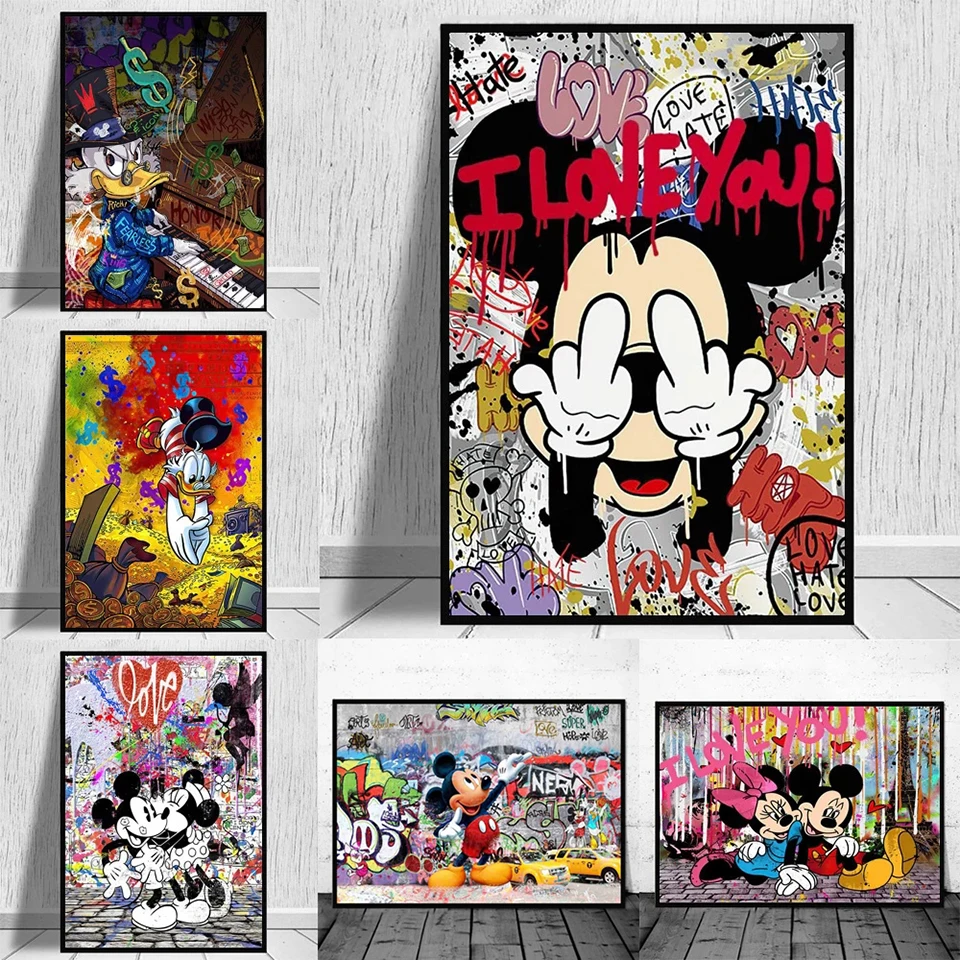 Disney Diamond Art Mickey Mouse And Donald Duck Diamond Painting 5D Full Drill Kit Graffiti Banksy Decor Rhinestones Pictures