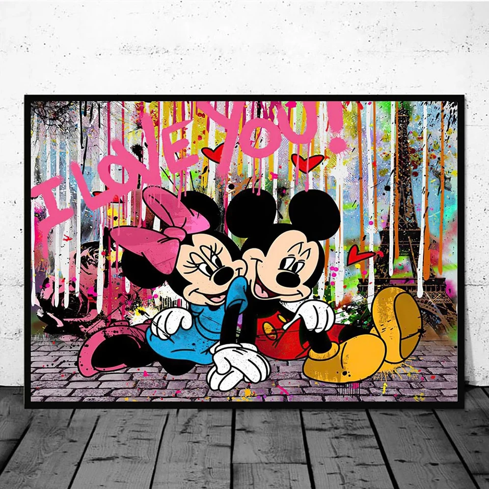 Disney Diamond Art Mickey Mouse And Donald Duck Diamond Painting 5D Full Drill Kit Graffiti Banksy Decor Rhinestones Pictures
