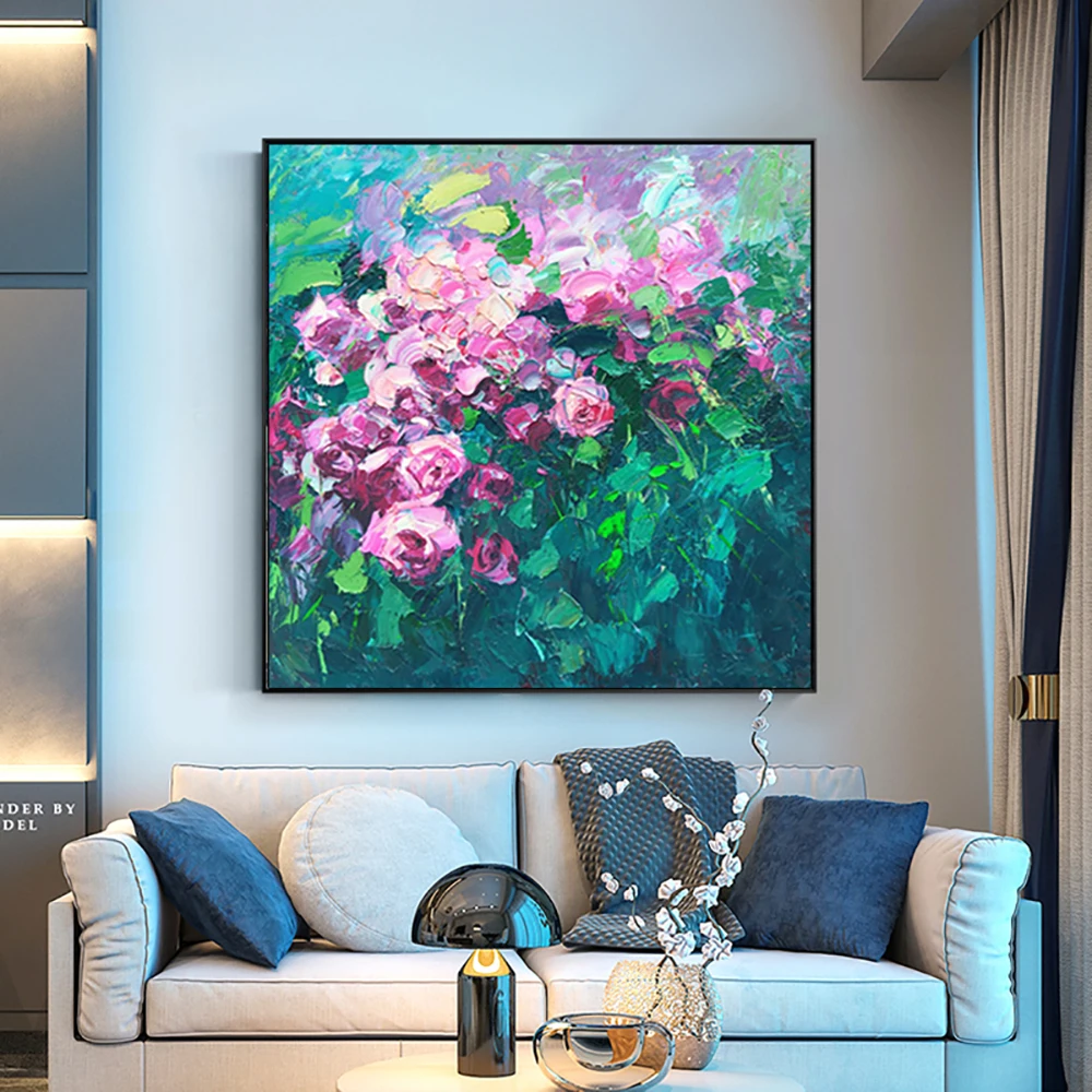 Modern Abstract Landscape Oil Painting Handmade Flower Canvas Painting For Living Room Home Salon Wall Art Picture Decor