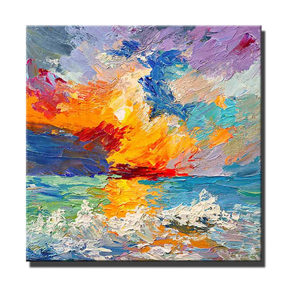 Modern Abstract Landscape Oil Painting Handmade Flower Canvas Painting For Living Room Home Salon Wall Art Picture Decor