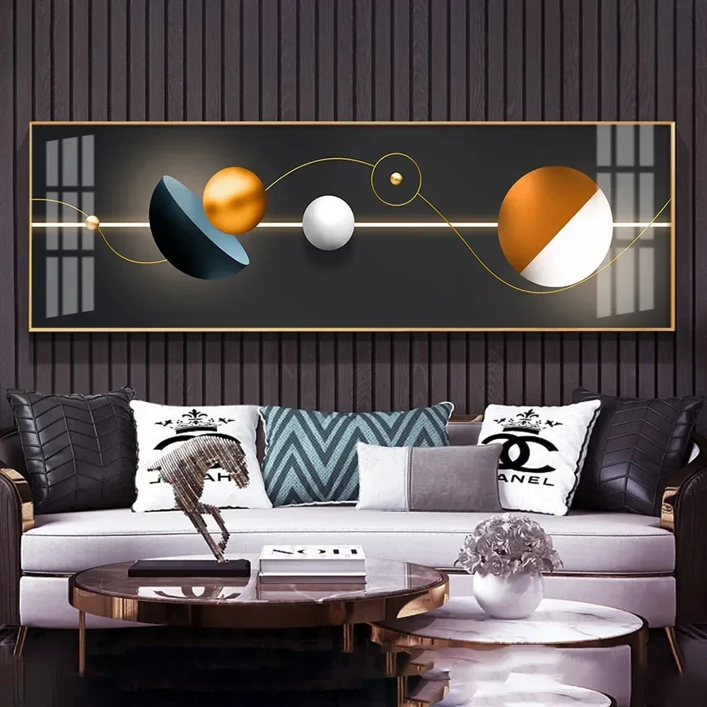 Big Size Nordic Luxury Golden Canvas Painting Wall Art Abstract Solid Geometry Modern Art Ribbon Posters and Prints Home