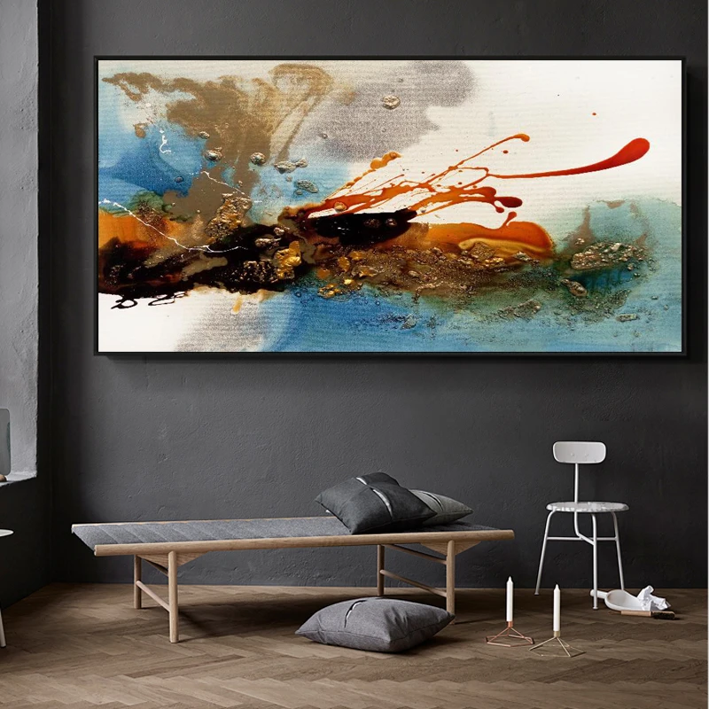 Modern Abstract Oil Painting Posters and Prints Wall Art Canvas Painting Colorful Rhythm Pictures for Living Room Decor No Frame