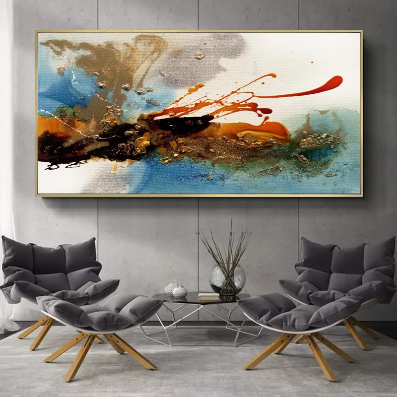 Modern Abstract Oil Painting Posters and Prints Wall Art Canvas Painting Colorful Rhythm Pictures for Living Room Decor No Frame