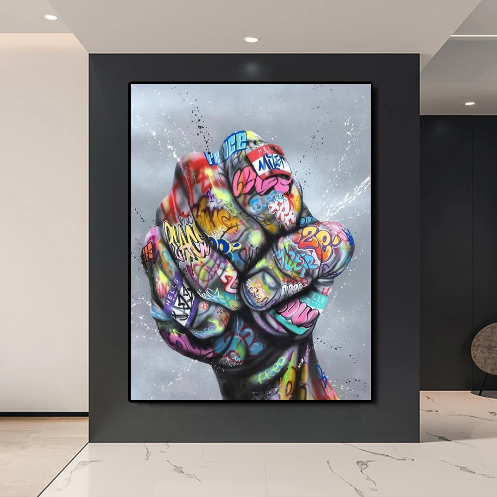 Street Graffiti Art Big Fist Canvas Paintings Abstract Art Poster and Print Wall Art Picture for Living Room Home Cuadros Decor