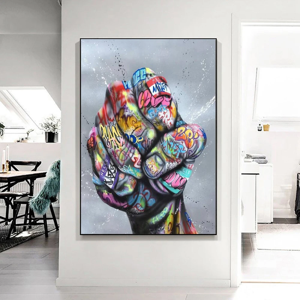 Street Graffiti Art Big Fist Canvas Paintings Abstract Art Poster and Print Wall Art Picture for Living Room Home Cuadros Decor