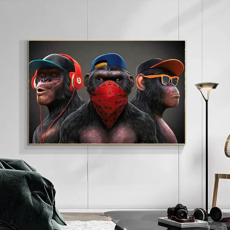 Funny Monkey Animal Canvas Painting Posters and Prints Modern Wall Art Picture Super Cool HD Print for Living Room Decoration