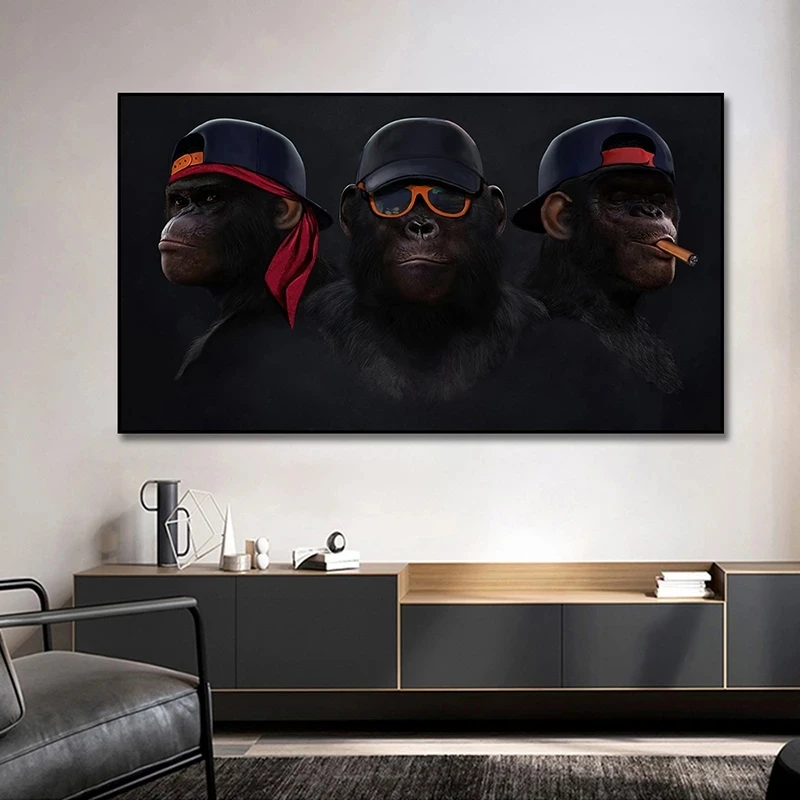 Funny Monkey Animal Canvas Painting Posters and Prints Modern Wall Art Picture Super Cool HD Print for Living Room Decoration