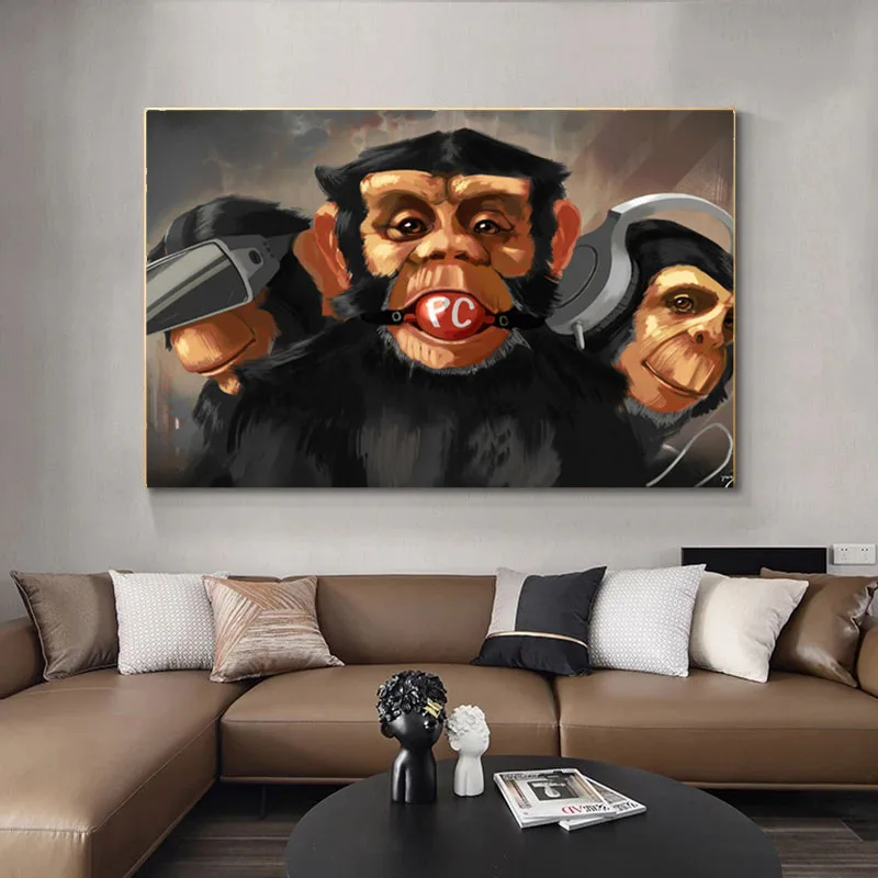 Funny Monkey Animal Canvas Painting Posters and Prints Modern Wall Art Picture Super Cool HD Print for Living Room Decoration