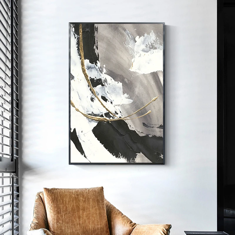 Wall Art Canvas Painting Nordic Modern Abstract Black White Ink Painting Poster and Prints Picture For Room Home Decoration