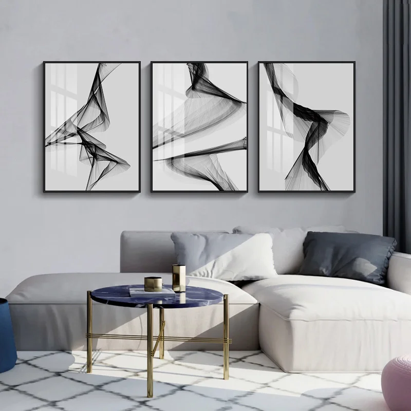 Nordic Black and White Line Big Canvas Painting Abstract Posters Prints Luxury Wall Art Picture Modern Living Room Bedroom Decor