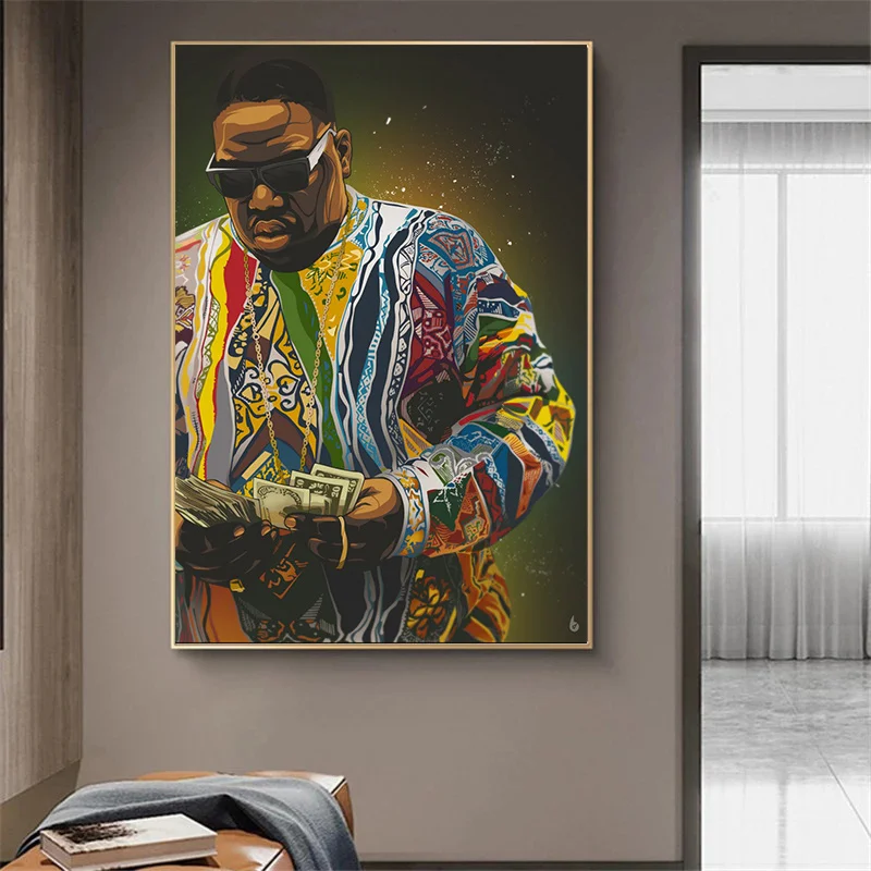 East Coast Rapper The Notorious B.I.G Poster Print Wall Art Canvas Painting Abstract Biggie Wall Art Picture for Home Room Decor