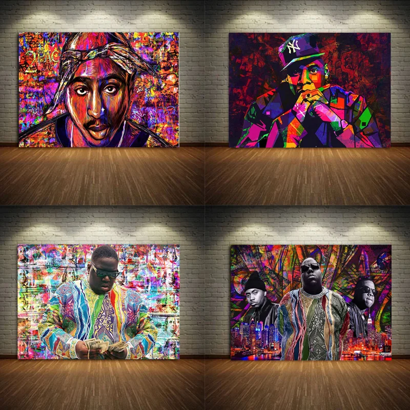 Biggie Tupac Hip Hop Singer Rapper Notorious Big Cash By Memento Posters Street Graffiti Art Wall Décor