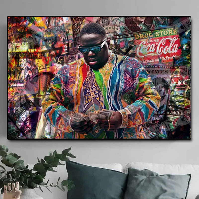 Biggie Tupac Hip Hop Singer Rapper Notorious Big Cash By Memento Posters Street Graffiti Art Wall Décor