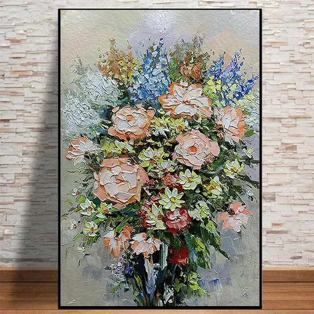 Abstract Colourful Floral Oil Painting Rose Quadro Flower Wall Art Canva Painting Posters Prints Living Room Home Decor Pictures