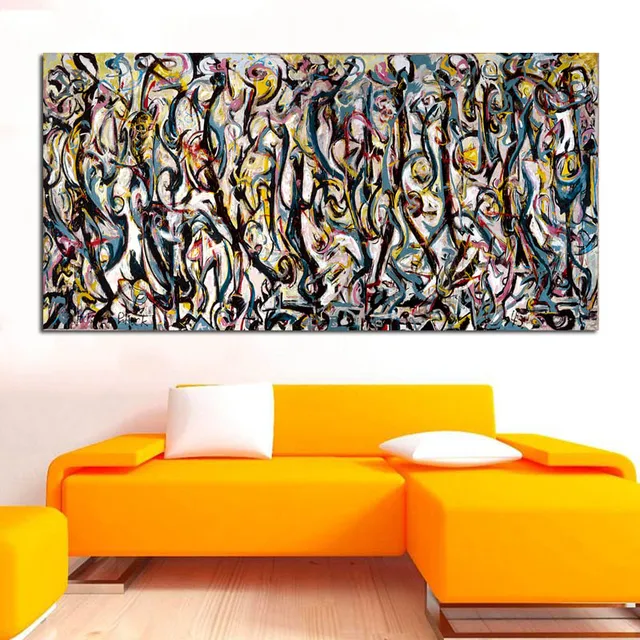 Large Size Wall Art Canvas Painting Abstract Colorful Poster Jackson Pollock Picture HD Print For Living Room Study Decoration