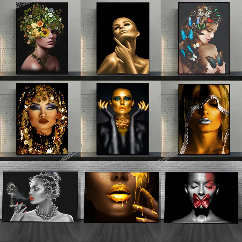 Modern Fashion Woman African Painting Prints HD Pictures Portrait Wall Art Poster for Home Décor
