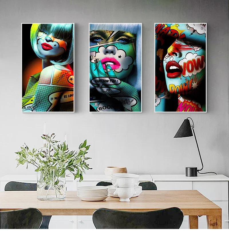 Abstract Graffiti Women Portrait Colorful Oil Painting On Canvas Posters And Prints Wall Art Picture For Living Room