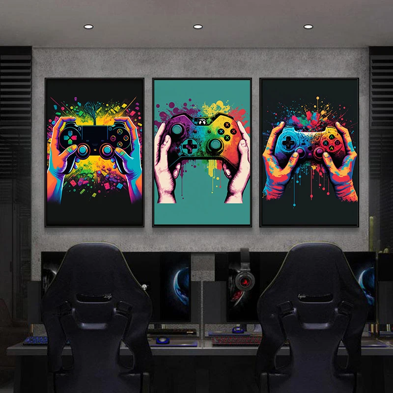 Colorful Game Controller Wall Art Poster Prints Nordic Aesthetic Picture Canvas Painting Gaming Boys Room Home Decoration