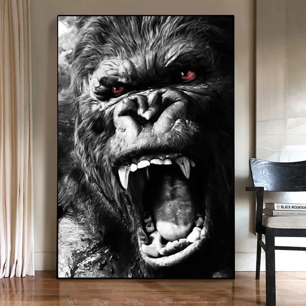 Nordic Classic Aesthetics Wall Art Bad King Gorilla Monkey Portrait HD Oil on Canvas Poster Home Bedroom Living Room Decor