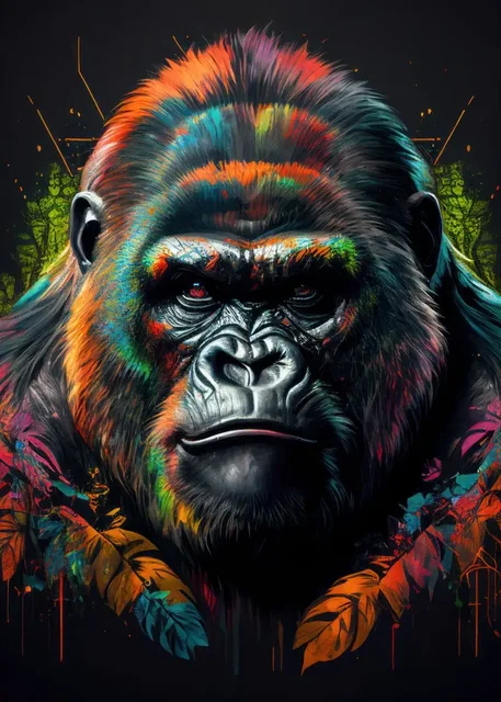 Nordic Classic Aesthetics Wall Art Bad King Gorilla Monkey Portrait HD Oil on Canvas Poster Home Bedroom Living Room Decor