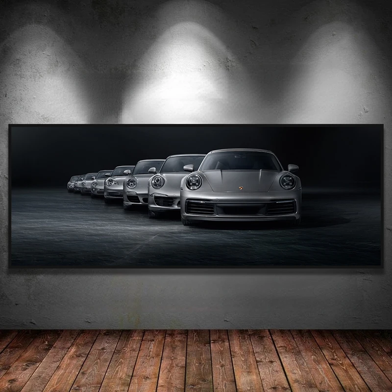 Luxury Industrial Style Porsche 911 Sport Car Retro Poster Canvas Painting Wall Art Print Picture Living Room Home Decor Cuadros