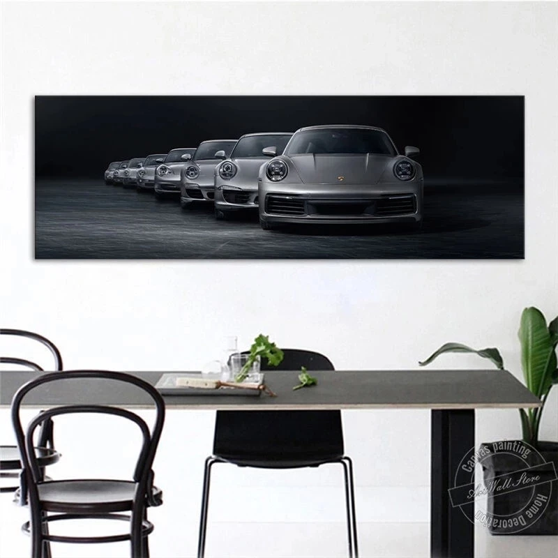 Luxury Industrial Style Porsche 911 Sport Car Retro Poster Canvas Painting Wall Art Print Picture Living Room Home Decor Cuadros