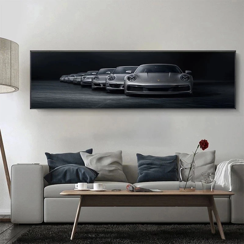 Luxury Industrial Style Porsche 911 Sport Car Retro Poster Canvas Painting Wall Art Print Picture Living Room Home Decor Cuadros