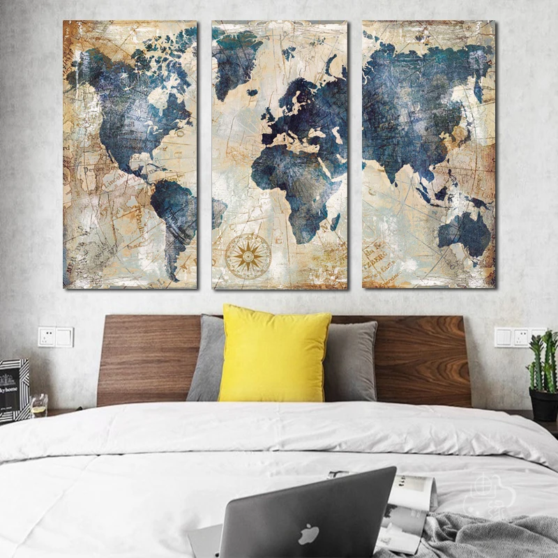 Big Size World Map Canvas Paintings Home Wall Posters For Living Room Decorative Pictures NO FRAME