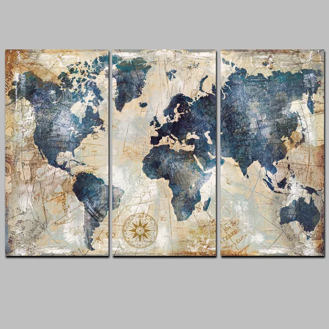 Big Size World Map Canvas Paintings Home Wall Posters For Living Room Decorative Pictures NO FRAME