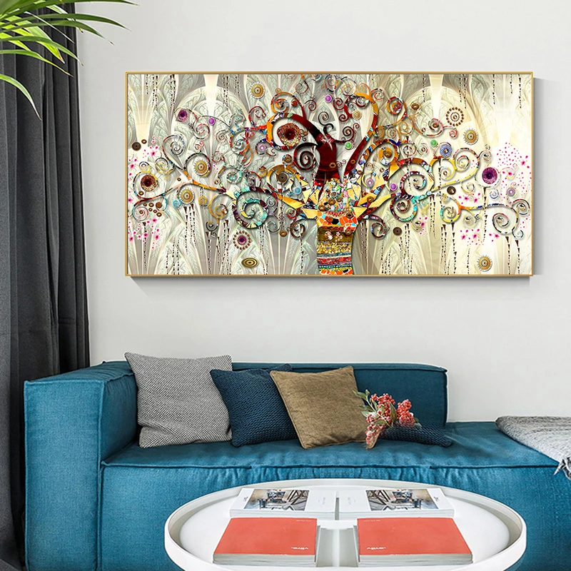 Tree of Life By Gustav Klimt Landscape Oil Painting on Canvas Posters and Prints Cuadros Wall Art Pictures for Living Room