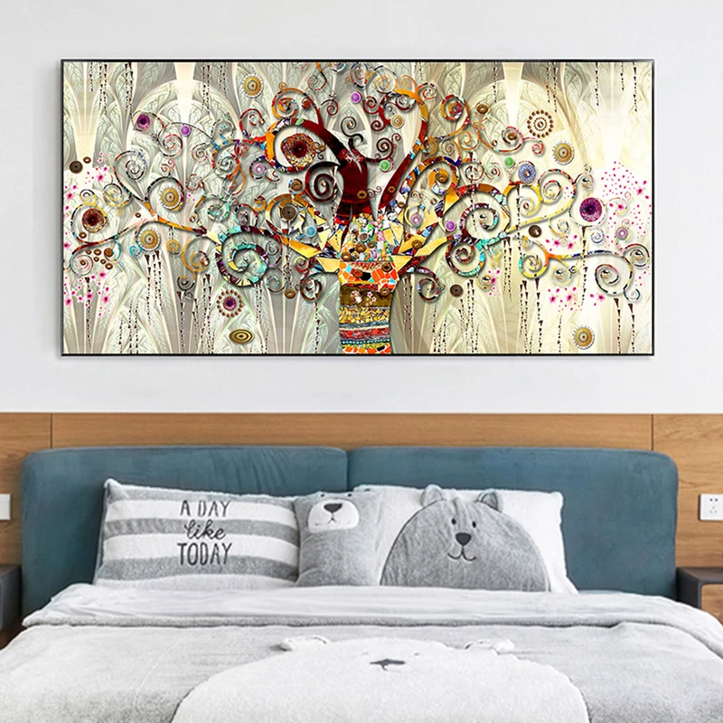 Tree of Life By Gustav Klimt Landscape Oil Painting on Canvas Posters and Prints Cuadros Wall Art Pictures for Living Room