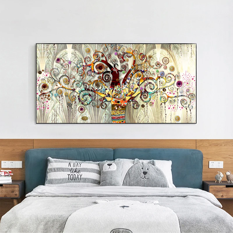 Tree of Life By Gustav Klimt Landscape Oil Painting on Canvas Posters and Prints Cuadros Wall Art Pictures for Living Room