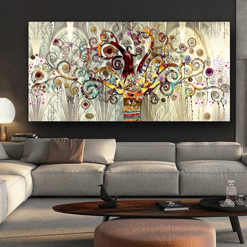 Tree of Life By Gustav Klimt Landscape Oil Painting on Canvas Posters and Prints Cuadros Wall Art Pictures for Living Room