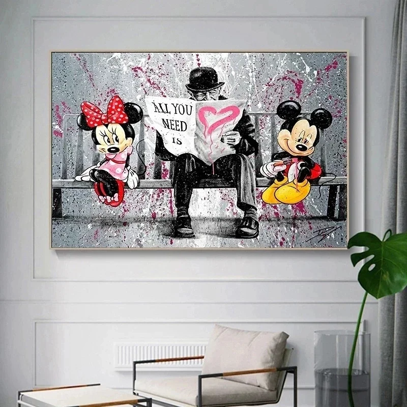 Disney Canvas Painting Wall Art Mickey Mouse Anime Posters and Prints Graffiti Art Funny Picture for Living Home Decoration