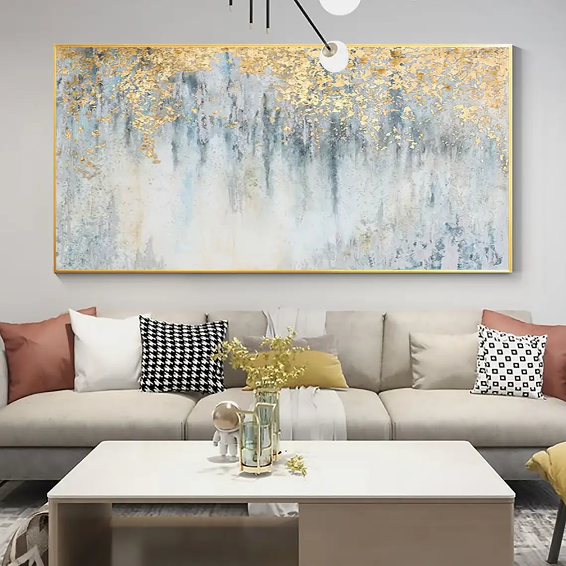 Abstract Gold Leaf Oil Painting On Canvas Modern Foil Texture Acrylic Handmade Painting Living Room Large Wall Art Home Decor
