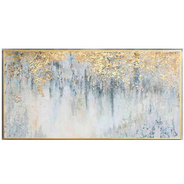 Abstract Gold Leaf Oil Painting On Canvas Modern Foil Texture Acrylic Handmade Painting Living Room Large Wall Art Home Decor