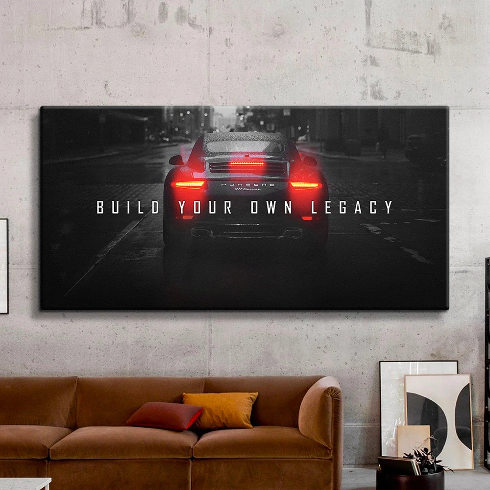 Chase Your Dream Quote Luxury Sports Car Motivational Canvas And Poster Wall Art Print Inspirational Entrepreneur Office Decor