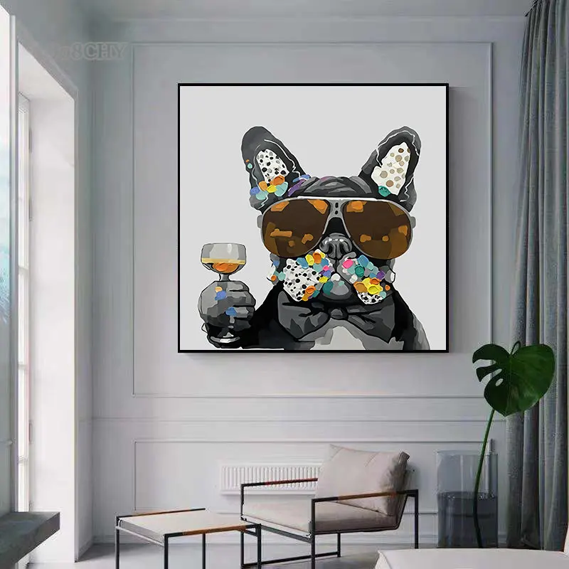 Abstract Funny French Bulldog Monkey Pig Horse Animals Art Canvas Painting Posters Print Nordic Pets Wall Art Picture Home Decor