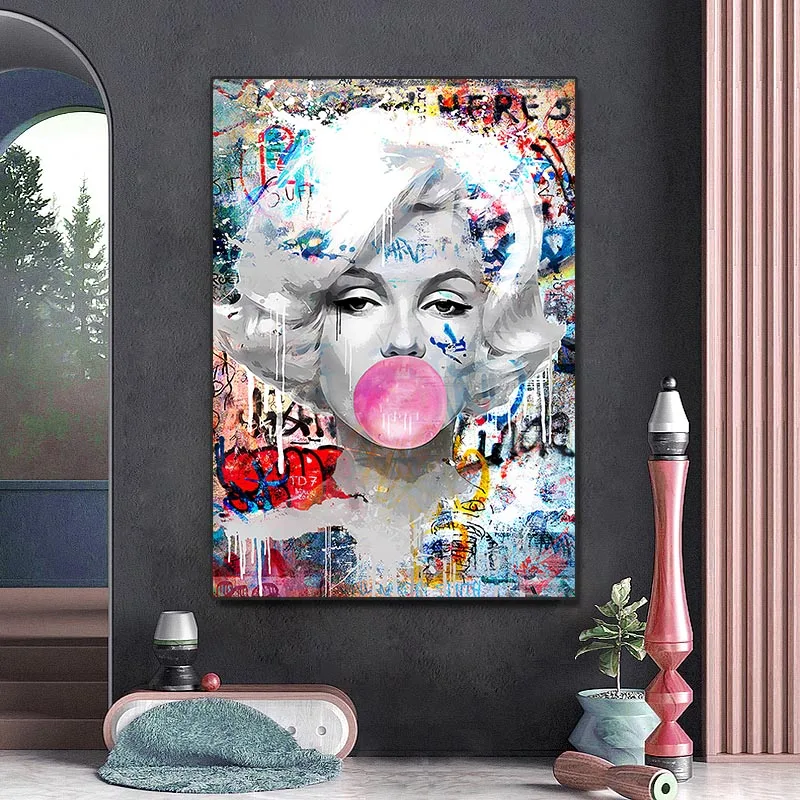 Hepburn Poster Print Pictures Marilyn Monroe Chewing Gum Street Art Pop Art Canvas Painting Home Decor Women Room Wall Art Mural