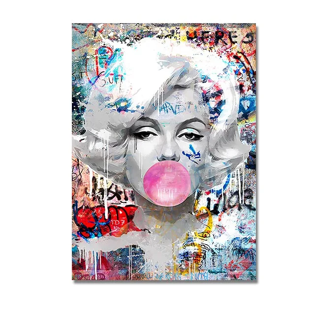 Hepburn Poster Print Pictures Marilyn Monroe Chewing Gum Street Art Pop Art Canvas Painting Home Decor Women Room Wall Art Mural