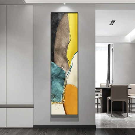 Modern minimalist abstract brushed decorative painting corridor dislocation geometric painting vertical strip