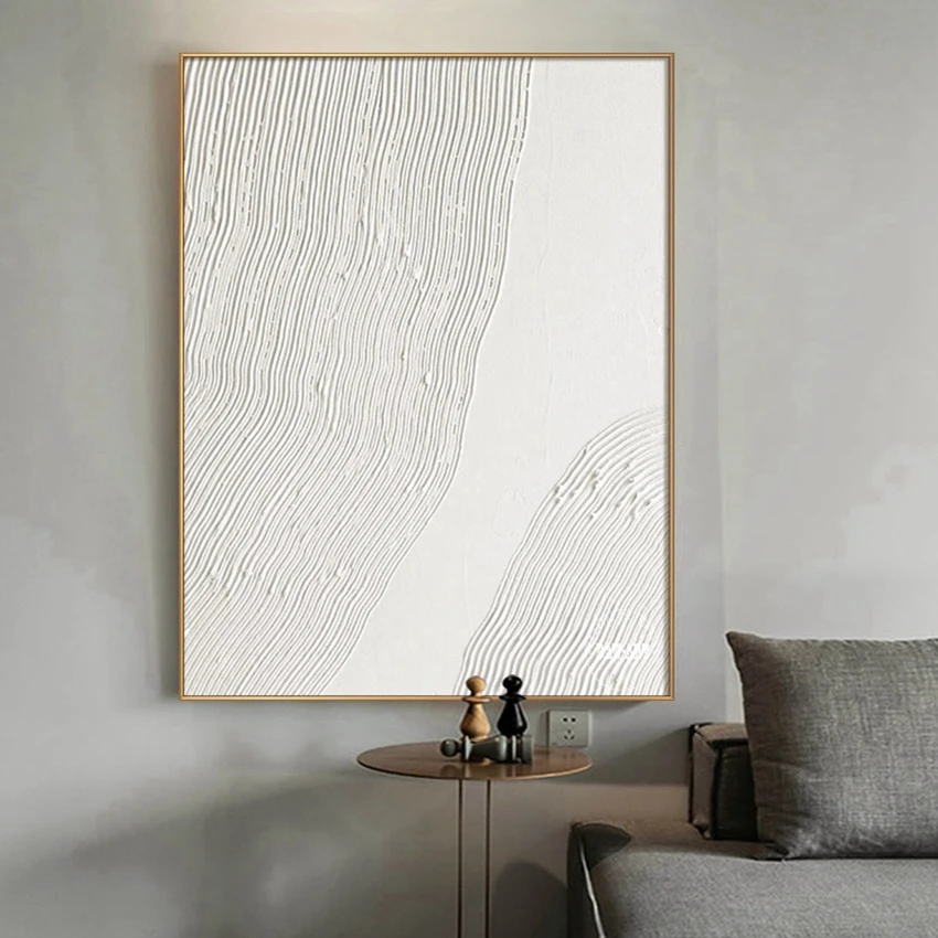 Conception White Line Abstract Oil Painting On Canvas In Living Room Modern Wall Art Home Decorative Painting Gift Frameless