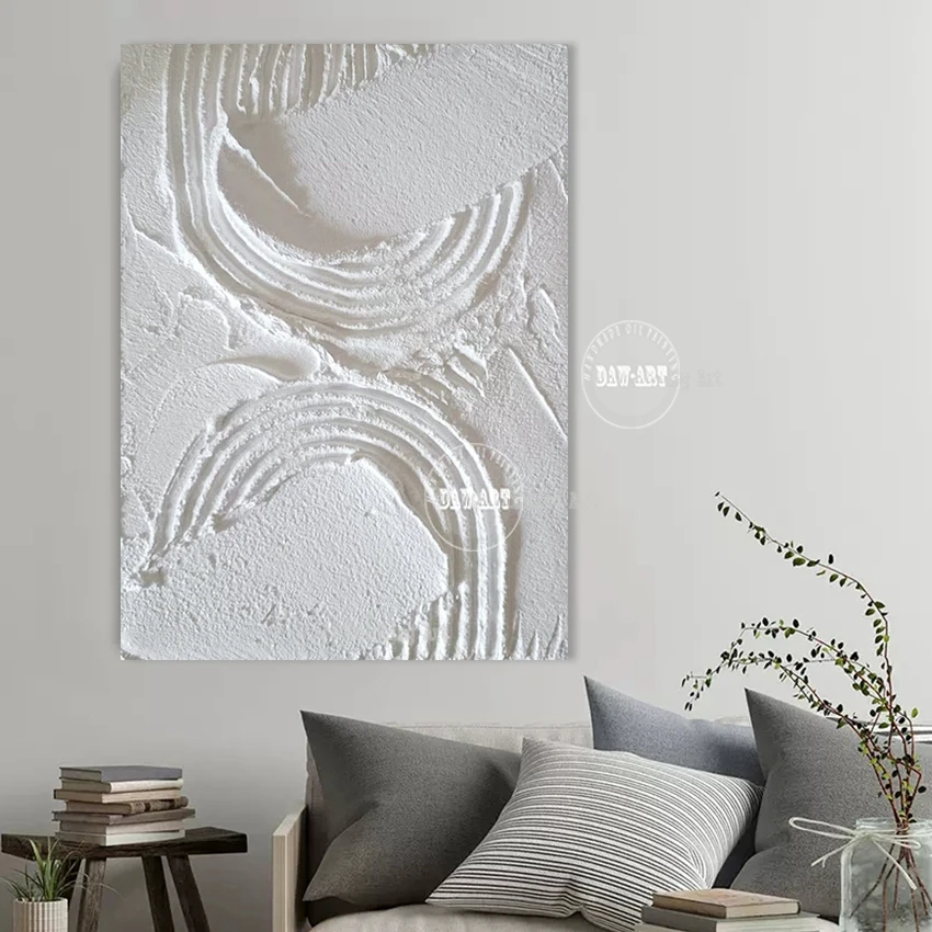 Conception White Line Abstract Oil Painting On Canvas In Living Room Modern Wall Art Home Decorative Painting Gift Frameless