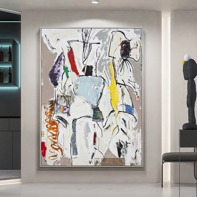 Conception White Line Abstract Oil Painting On Canvas In Living Room Modern Wall Art Home Decorative Painting Gift Frameless