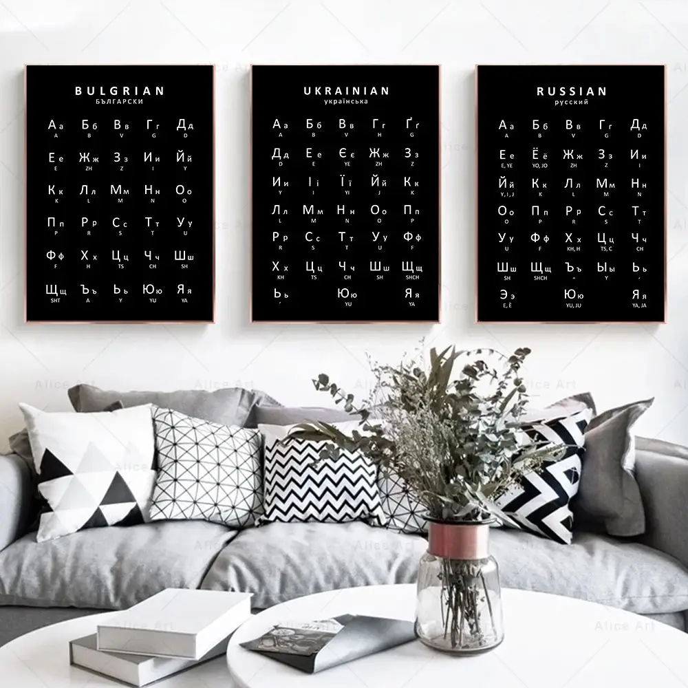 Alphabet Poster Language Learn Chart Print Canvas Painting Educational Wall Pictures Kids Room Décor