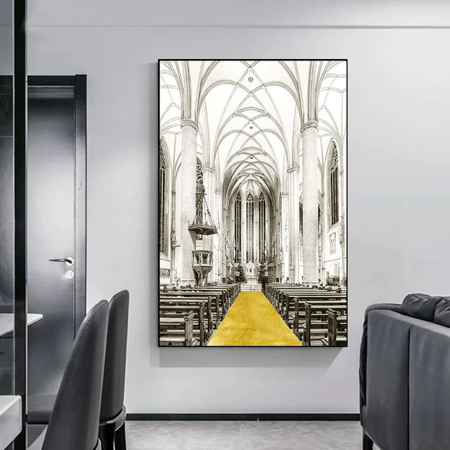 Modern Building Landscape Posters and Prints Canvas Painting Wall Pictures for Porch Living Room Home Décor