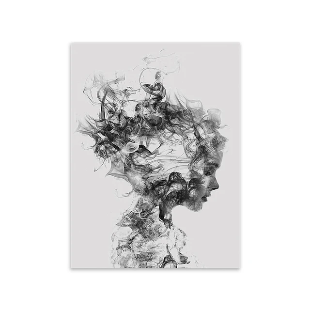 Black White Abstract Feather Poster Printing Canvas Painting Modern Nordic Wall Art Pictures for Living Room Home Decoration