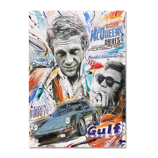 Steve Mc Queen 24 Hours of Le Mans Pop Art Canvas Painting Movie Abstract Art Pictures Wall Décor